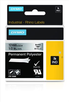 DYMO 18486 label-making tape Black on metallic1