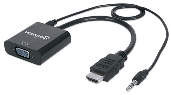 Manhattan 151450 video cable adapter 11.8" (0.3 m) HDMI + 3.5mm VGA (D-Sub) Black1