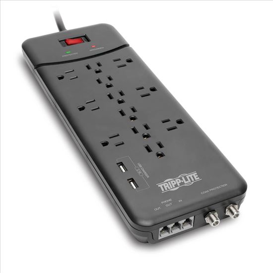 Tripp Lite TLP128TTUSBB surge protector Black 12 AC outlet(s) 110 - 125 V 96.1" (2.44 m)1