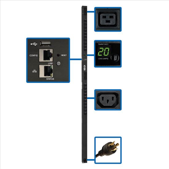 Tripp Lite PDUMV20HVNETLX power distribution unit (PDU) 24 AC outlet(s) 0U Black1