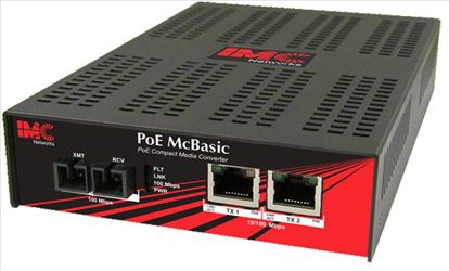 B&B Electronics PoE McBasic 10/100 Mbps network media converter 100 Mbit/s 1550 nm Single-mode Black, Red1