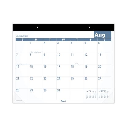 Academic Large Print Desk Pad, 21.75 x 17, White/Blue Sheets, 12 Month (July to June): 2022 to 20231