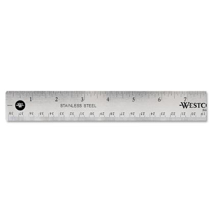 Stainless Steel Office Ruler With Non Slip Cork Base, Standard/Metric, 15" Long1