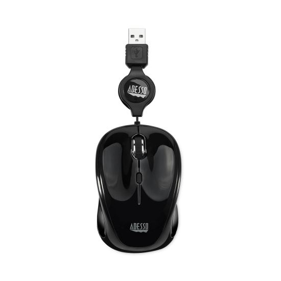 Illuminated Retractable Mouse, USB 2.0, Left/Right Hand Use, Black1