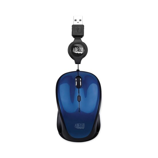 Illuminated Retractable Mouse, USB 2.0, Left/Right Hand Use, Dark Blue1