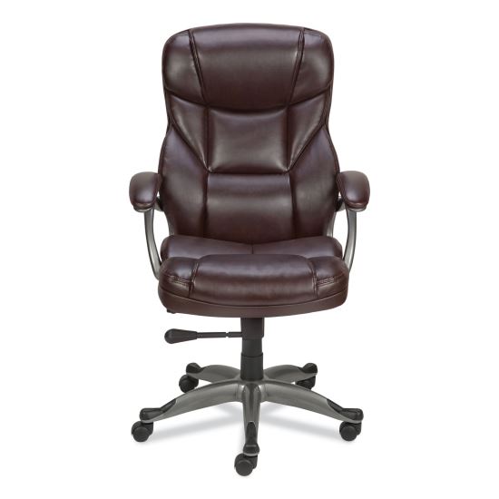 Alera Birns Series High-Back Task Chair, Supports Up to 250 lb, 18.11" to 22.05" Seat Height, Brown Seat/Back, Chrome Base1