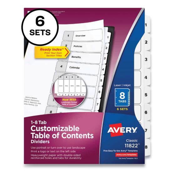 Avery&reg; 8-tab Custom Table of Contents Dividers1