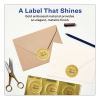 Round Labels, Inkjet Printers, 2" dia., Gold, 12/Sheet, 8 Sheets/Pack2