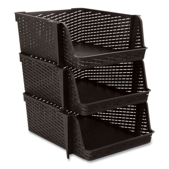 Nest and Stack Open Lid Storage Bin, 13.5 x 15 x 8.5, Black, 3/Pack1