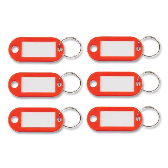 Key Tags Label Window, 0.88 x 0.19 x 2, Red, 6/Pack1