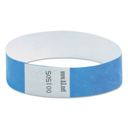 Security Wristbands, Sequentially Numbered, 10" x 0.75", Blue, 100/Pack1