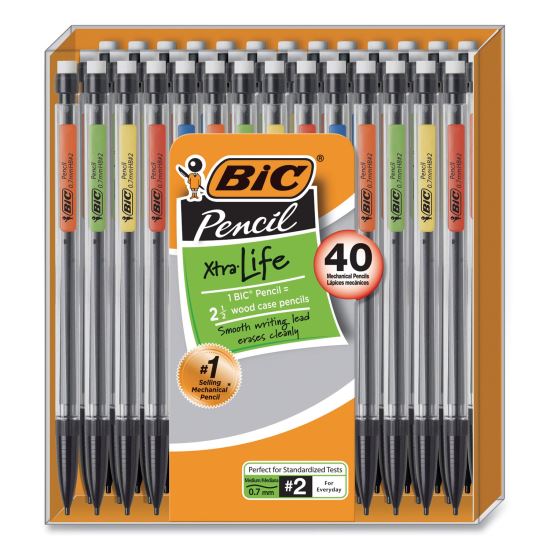 Xtra Smooth Mechanical Pencil, 0.7 mm, HB (#2), Black Lead, Clear Barrel, 40/Pack1