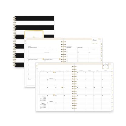 Day Designer Daily/Monthly Frosted Planner, Rugby Stripe Artwork, 10x8, Black/White Cover, 12-Month (July to June): 2022-20231
