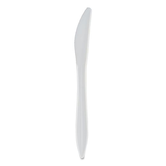 Mediumweight Polypropylene Cutlery, Knife, White, 1,000/Carton1