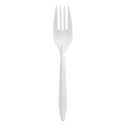 Mediumweight Polypropylene Cutlery, Fork, White, 1,000/Carton1