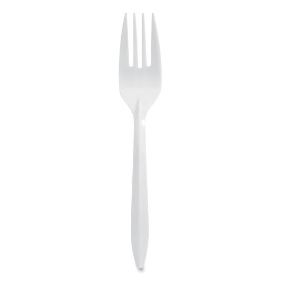 Individually Wrapped Mediumweight Cutlery, Forks, White, 1,000/Carton1