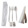 Mediumweight Cutlery Kit, Plastic Fork/Spoon/Knife/Salt/Pep/Napkin, White, 250/Carton2