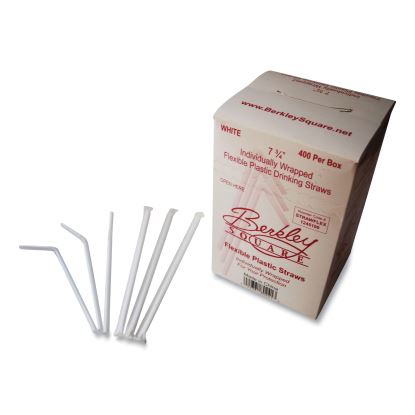 Individually Wrapped Straws, 7.75", Polypropylene, White, 400/Box1