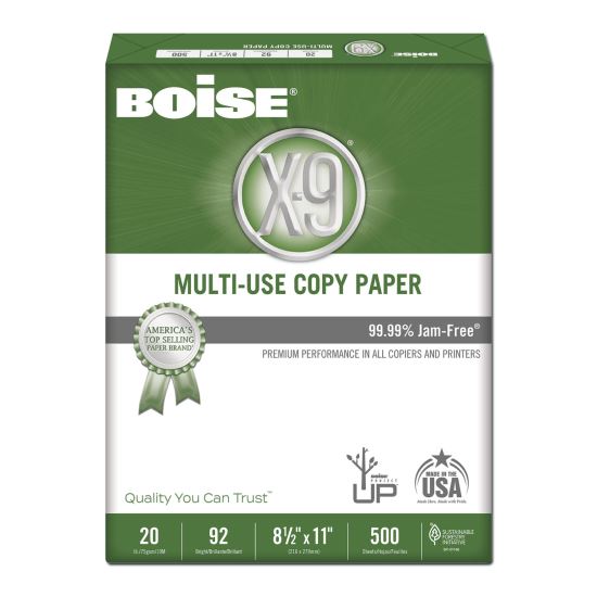 X-9 Multi-Use Copy Paper, 92 Bright, 20 lb Bond Weight, 8.5 x 11, White, 500 Sheets/Ream, 5 Reams/Carton1