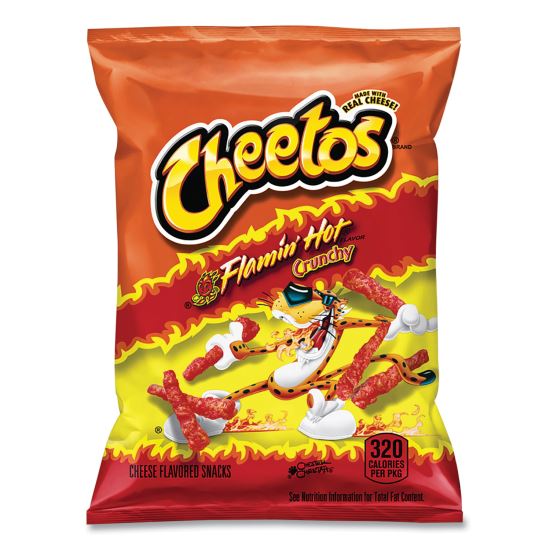 Crunchy Cheese Flavored Snacks, Flamin' Hot, 2 oz Bag, 64/Carton1