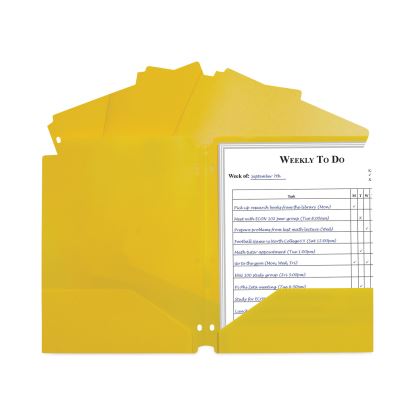Two-Pocket Heavyweight Poly Portfolio Folder, 3-Hole Punch, 11 x 8.5, Yellow, 25/Box1