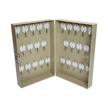 Combination Lockable Key Cabinet, 28-Key, Metal, Sand, 7.75 x 3.25 x 11.51