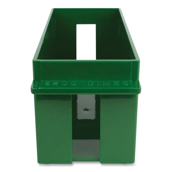 Extra-Capacity Coin Tray, Dimes, 1 Compartment, Denomination and Capacity Etched On Side, 10.5 x 4.75 x 5, Plastic, Green1