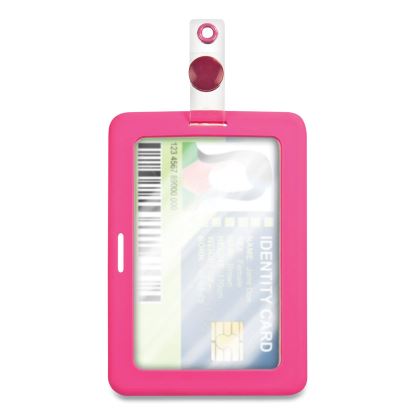 MyID Badge Holder, Vertical/Horizontal, 3 5/8 x 2 1/4, Pink, 1/ea1