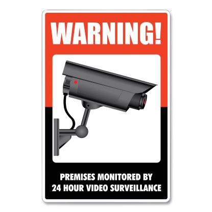 UV-Coated Preprinted Molded-Plastic Sign, 24-Hour Video Surveillance, 8 x 12, Black/Red/White1