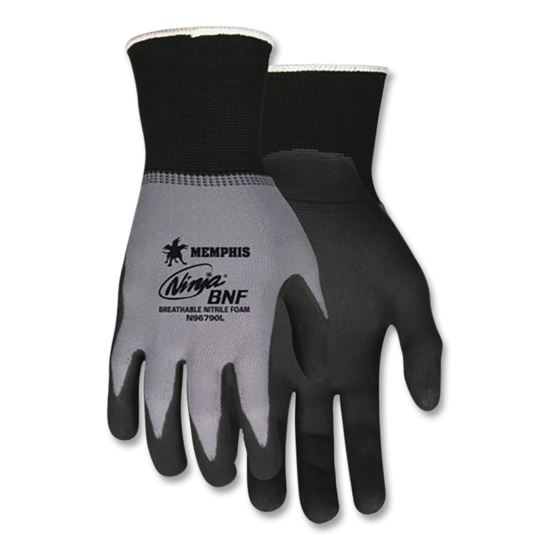 Ninja Nitrile Coating Nylon/Spandex Gloves, Black/Gray, Large, Dozen1