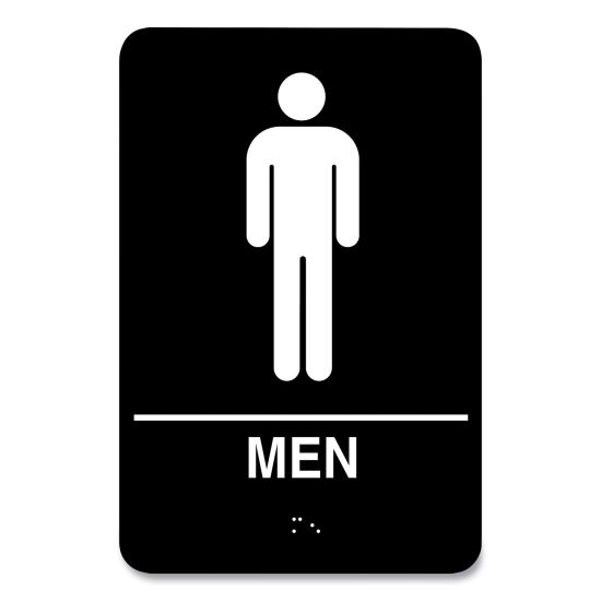 Indoor Restroom Door Sign, Men/Women, 5.9 x 9, Black/White, 2/Pack1