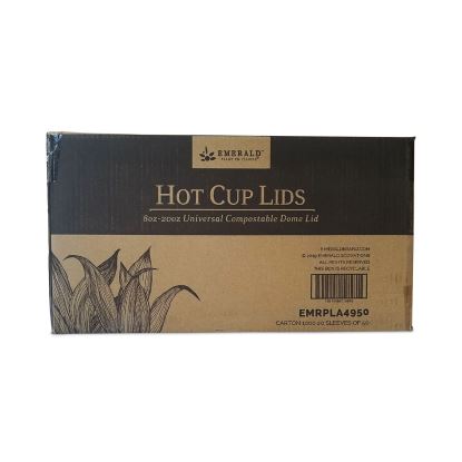 Plant to Plastic Fully Closed PLA Hot Cup Lid, Fits 8 oz to 20 oz, White, 50/Pack, 20 Packs/Carton1