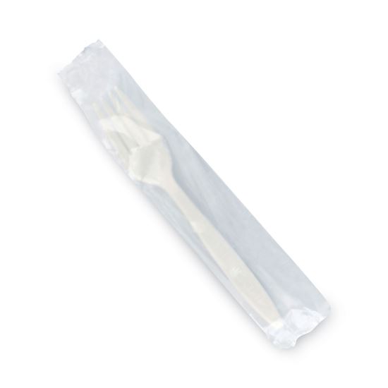 Individually Wrapped Heavyweight PLA Forks, Beige, 500/Carton1