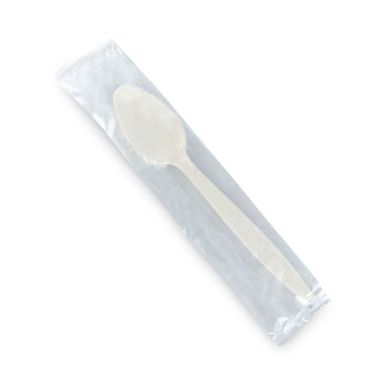 Individually Wrapped Heavyweight PLA Spoons, Beige, 500/Carton1