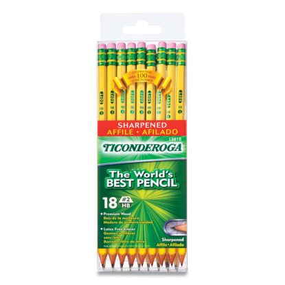 Pre-Sharpened Pencil, HB (#2), Black Lead, Yellow Barrel, 18/Pack1