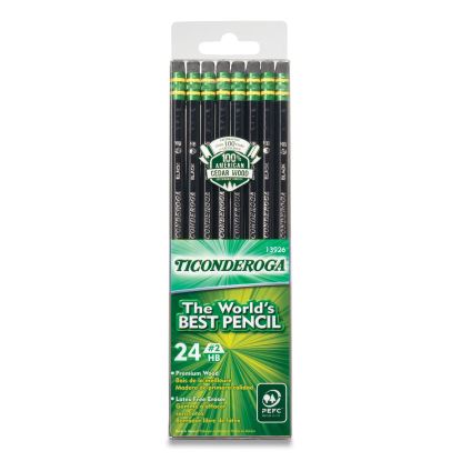 Pencils, HB (#2), Black Lead, Black Barrel, 24/Pack1