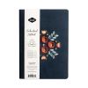 Embroidered Vegan-Suede Layflat Hardbound Journal, Evelyn's Floral Bouquet, College Rule, Dark Blue Cover, 8 x 5.5, 72 Sheets1