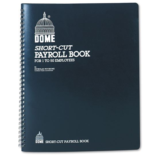 Single Entry Monthly Payroll (50 Employee) Record, Double-Page 7-Column Format, Blue Cover, 11 x 8.5 Sheets, 128 Sheets/Book1