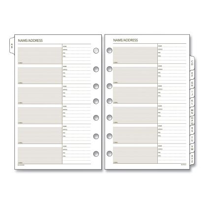 Telephone/Address 1/12-Cut A-Z Tab Refill for Planners/Organizers, 8.5 x 5.5, White Sheets, Undated1