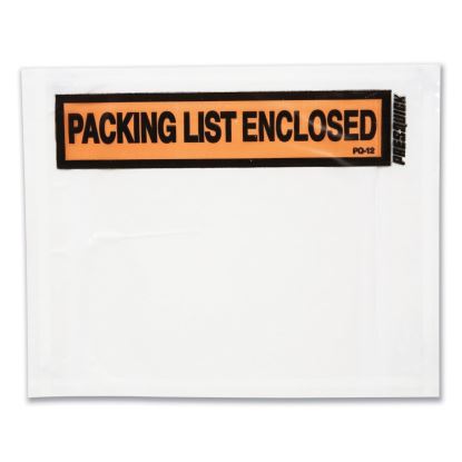 Packing List Envelopes, Top-Print Front: Packing List/Invoice Enclosed, 4.5 x 5.5, Clear/Orange, 500/Box1