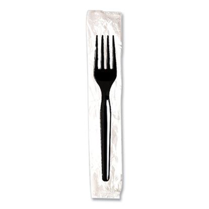 Individually Wrapped Mediumweight Polystyrene Cutlery, Fork, Black, 1,000/Carton1