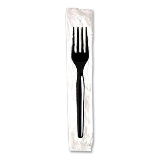 Individually Wrapped Mediumweight Polystyrene Cutlery, Fork, Black, 1,000/Carton1