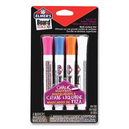 Boardmate Wet Erase Chalk Markers, Broad Bullet Tip, Assorted Colors, 4/Pack1