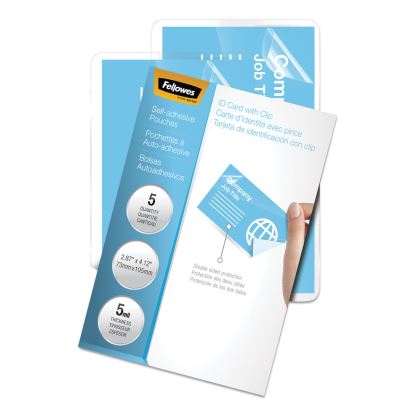 Picture of Self-Adhesive Laminating Pouches, 5 mil, 3.88" x 2.38", Gloss Clear, 5/Pack