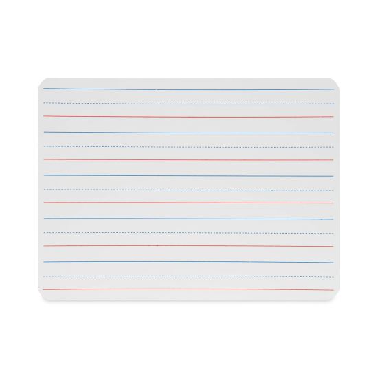 Magnetic Two-Sided Red and Blue Ruled Dry Erase Board, 12 x 9, Ruled White Front, Unruled White Back, 12/Pack1