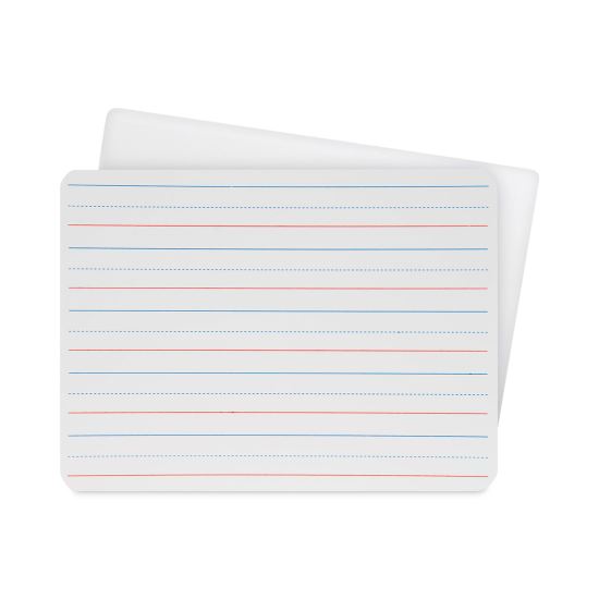 Two-Sided Red and Blue Ruled Dry Erase Board, 12 x 9, Ruled White Front, Unruled White Back, 24/Pack1