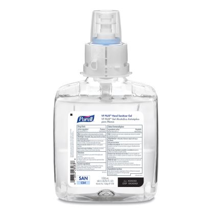 VF PLUS Gel Hand Sanitizer, 1,200 mL Refill Bottle, Fragrance-Free, For CS4 Dispensers, 4/Carton1