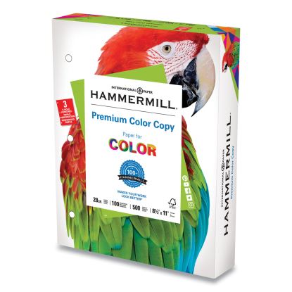 Premium Color Copy Print Paper, 100 Bright, 3-Hole, 28 lb Bond Weight, 8.5 x 11, Photo White, 500 Sheets/Ream, 8 Reams/Carton1