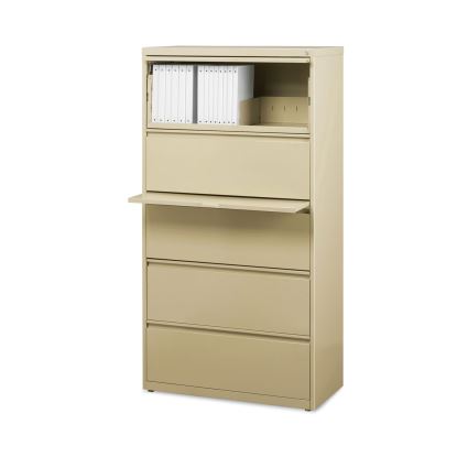 Lateral File Cabinet, 5 Letter/Legal/A4-Size File Drawers, Putty, 30 x 18.62 x 67.621