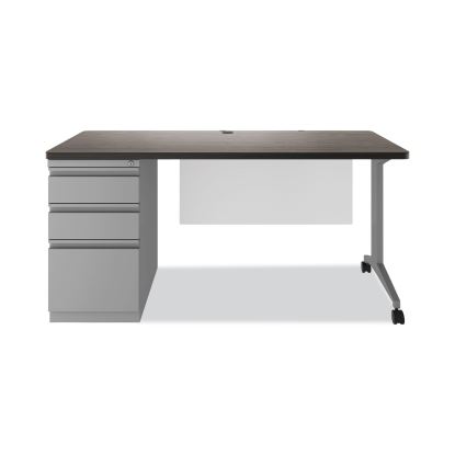 Modern Teacher Series Left Pedestal Desk, 60 x 24 x 28.75, Weathered Charcoal/Silver1